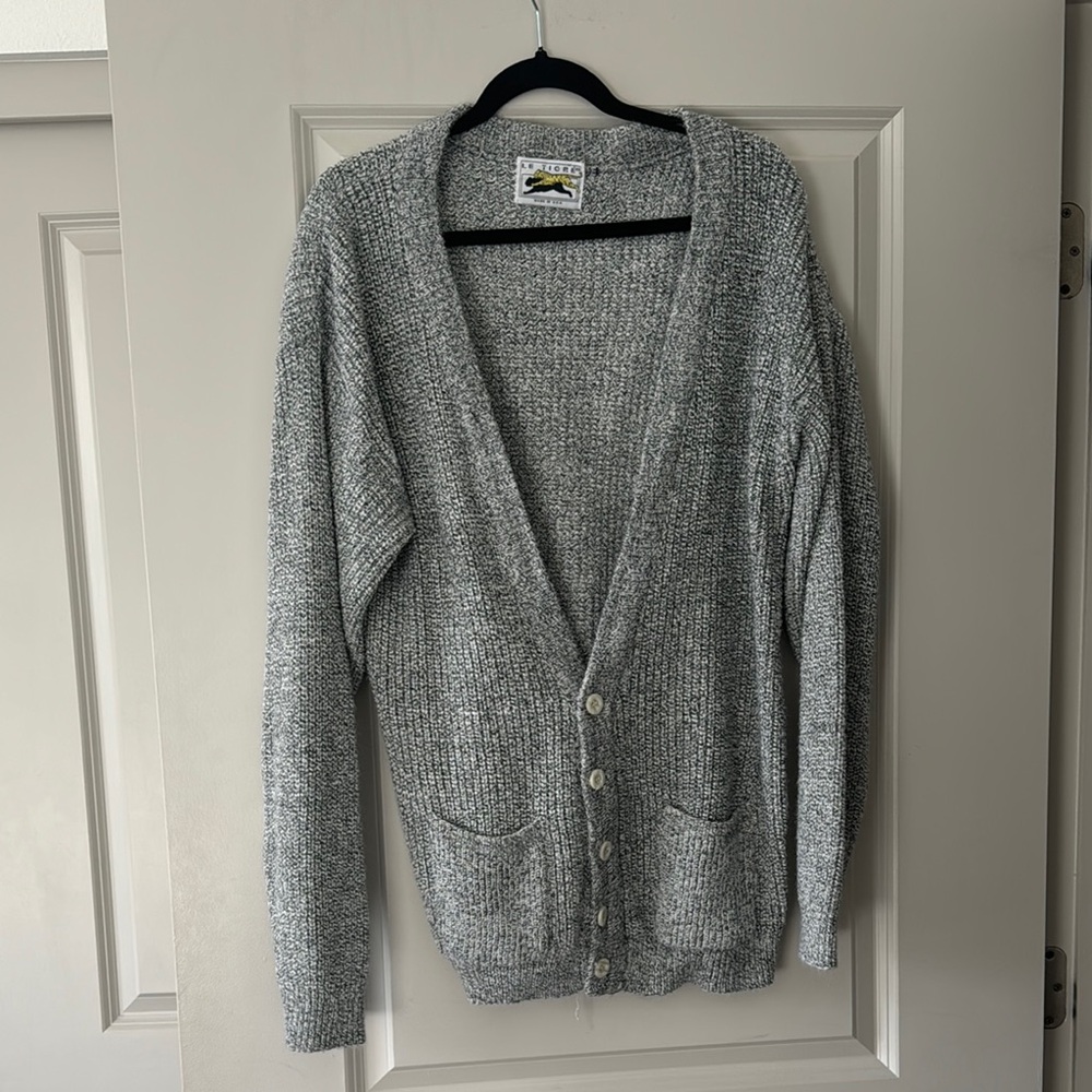 Oversized Gray Knit Cardigan